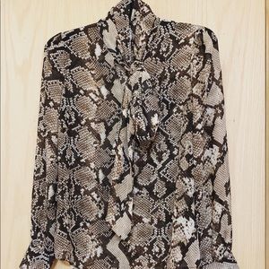 New ALTUZARRA Snakeskin Print Long Sleeved Blouse